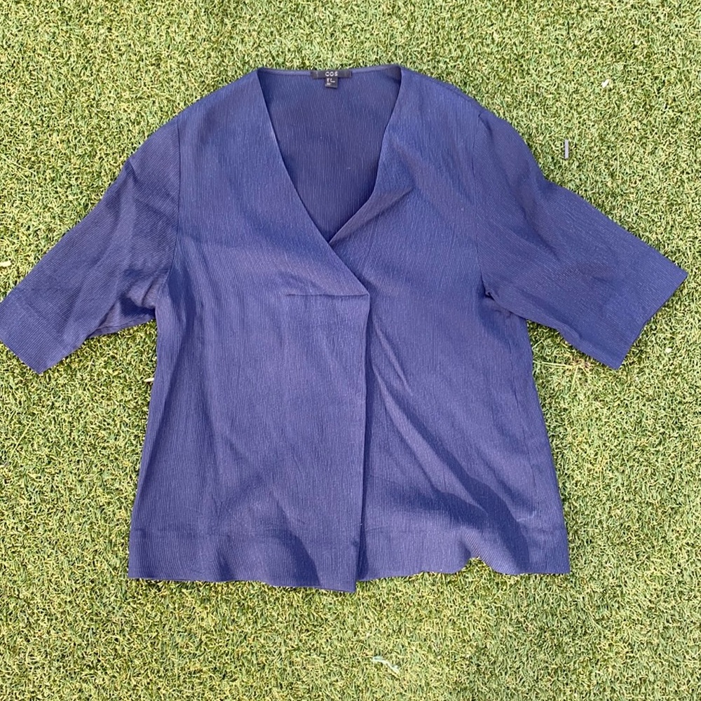 Cos blue v neck blouse